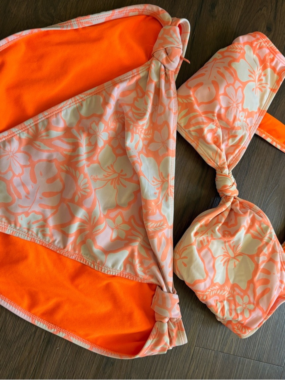 No Boundaries Coral Floral Knot Bikini Set